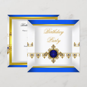 Convite Safira Azul Royal Jóia de Ouro Aniversário 2