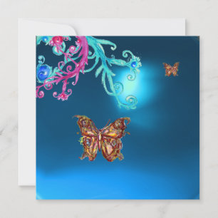 Convite Safira BORBOLETA , azul rosa roxo vermelho brilhan