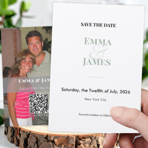 Convite Sage Ampersand Foto Salve o Dia   Casamento