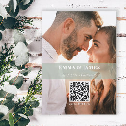 Convite Sage Ampersand Foto Salve o Dia | Casamento