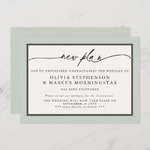 Convite Sage and Ivory - Novo Plano Moderno Evento Adiado