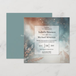 Convite Sage and Terracotta Stardust Skies Wedding