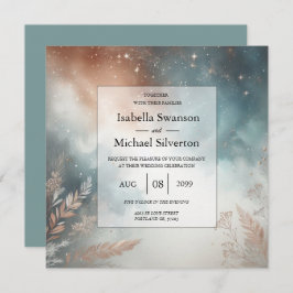 Convite Sage and Terracotta Stardust Skies Wedding