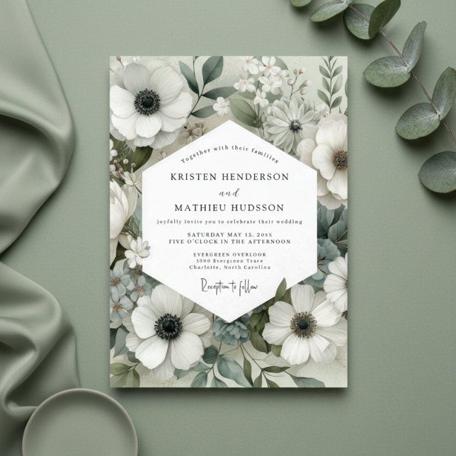 Convite Sage Anemone Bloom Wedding (Criador carregado)