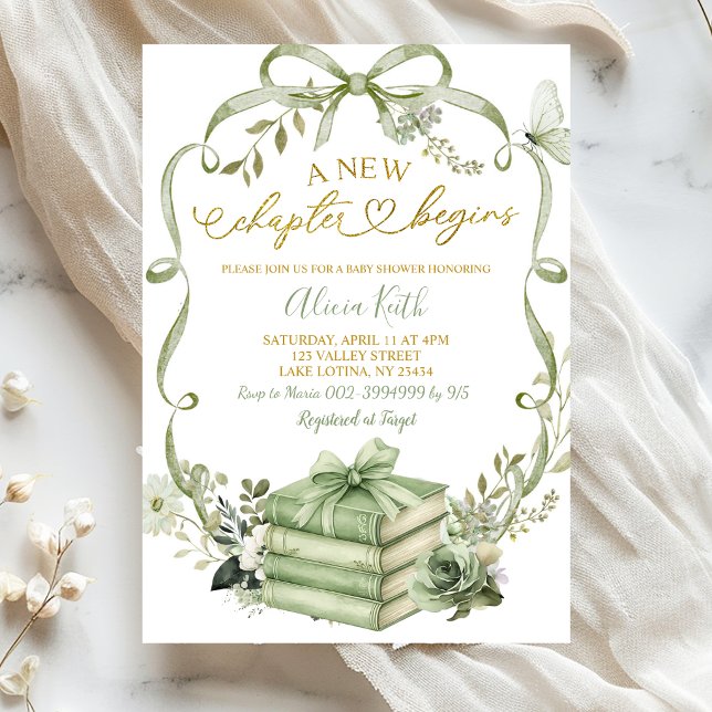 Convite Sage Arco Floral Coquette Novo Capítulo Começa (Criador carregado)