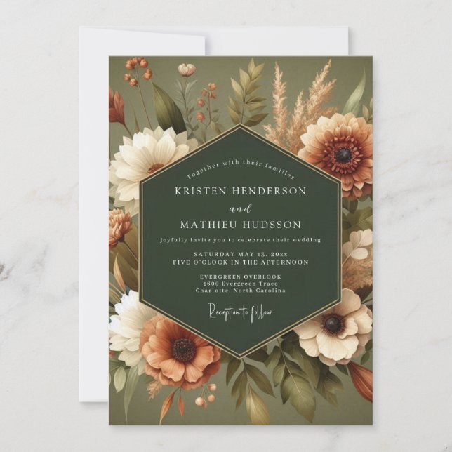 Convite Sage Autumnal Harvest Wedding (Frente)