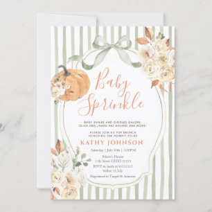 Convite Sage Baby Sprinkle Autumn Pumpkin Chá de fraldas