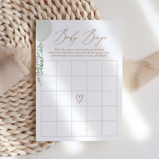 Convite Sage Balloon - Chá de fraldas Bingo Game (Criador carregado)