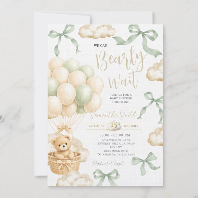 Convite Sage Beige Gender Neutral Baby Shower Invite (Frente)