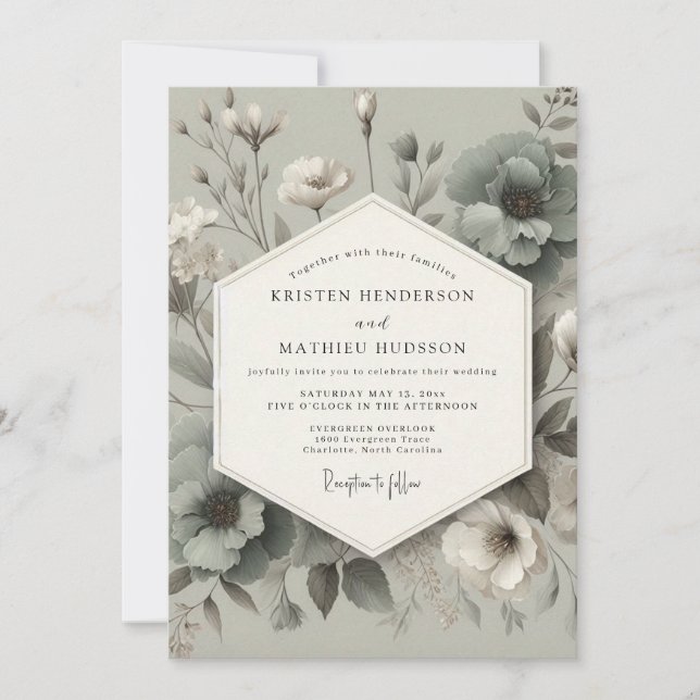 Convite Sage Bloom Elegance Wedding (Frente)