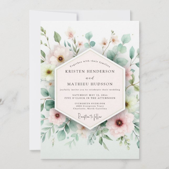 Convite Sage & Blush Airy Botanical Wedding (Frente)