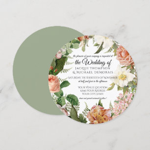 Convite Sage Blush Ivory Vintage Casamento Floral Botânico