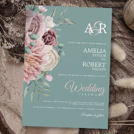 Convite Sage Boho Dusty Rosa Watercolor Casamento Floral I