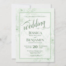 Sage Boho Floral Aquarela Estilo Script Casamento