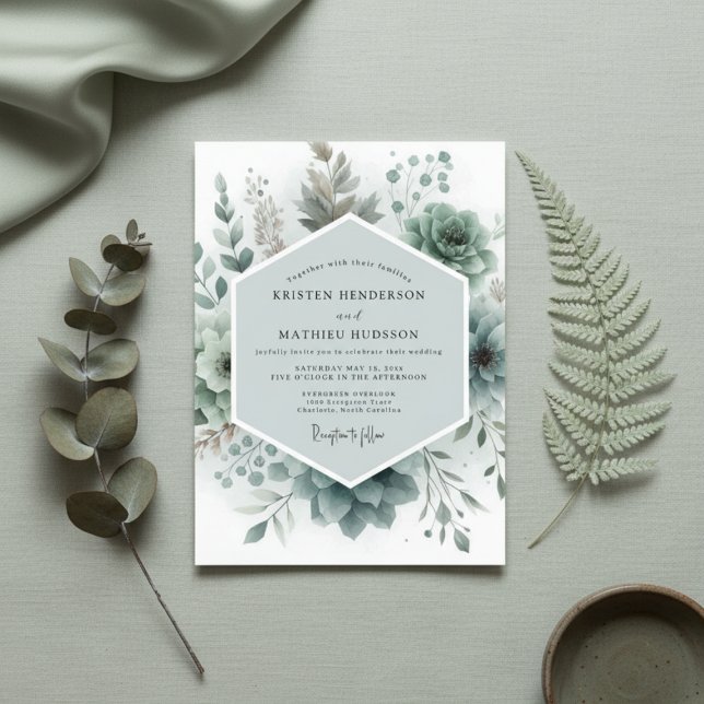 Convite Sage Botanical Ethereal Wedding (Criador carregado)