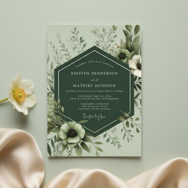 Convite Sage Botanical Lush Wedding (Criador carregado)