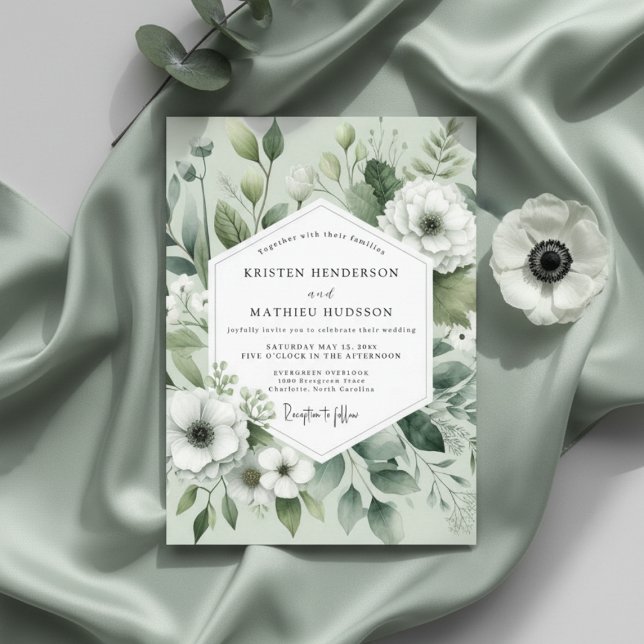 Convite Sage Botanical Romance Wedding (Criador carregado)