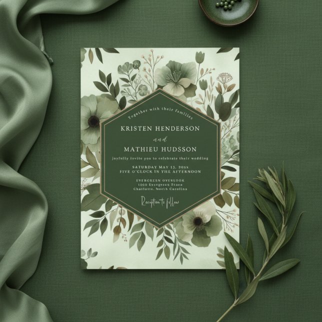 Convite Sage Botanical Whimsy Wedding (Criador carregado)