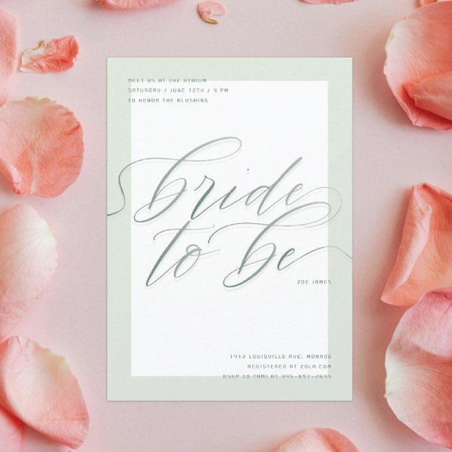 Convite Sage Bride to Be | Chá de panela de Script Moderno (Criador carregado)