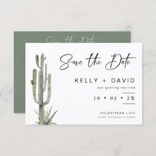Convite Sage Cactus Succulent Weding The Date Card