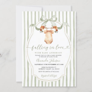 Convite Sage Caindo Apaixonando O Chá de fraldas De Linha 