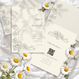 Convite Sage Código QR Jardim Botânico Casamento Tudo Em U