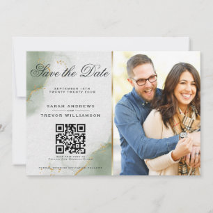 Convite Sage com Mudo Foto e Código QR Salvar a Data