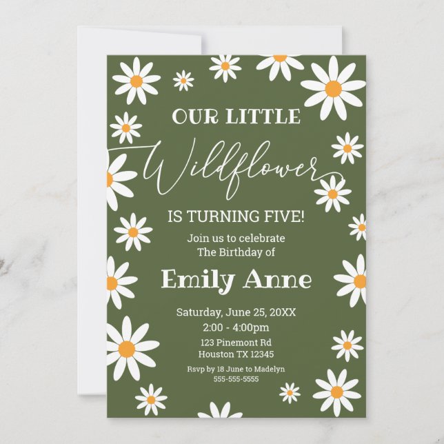 Convite Sage Daisies Wild flower Birthday invitation (Frente)