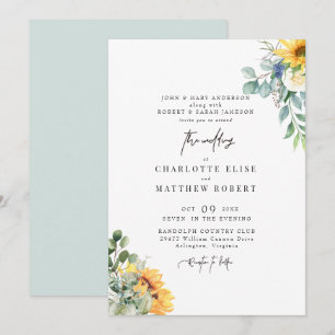 Convite Sage de Folhagem Moderna Casamento de Ambos os Pai