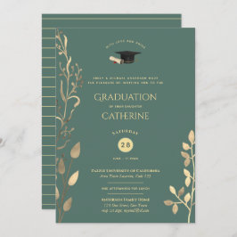 Convite Sage Dourado GRADUATION Ceremony Invices Classy