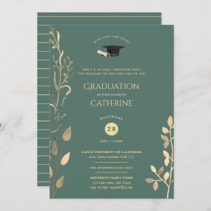Convite Sage Dourado GRADUATION Ceremony Invices Classy
