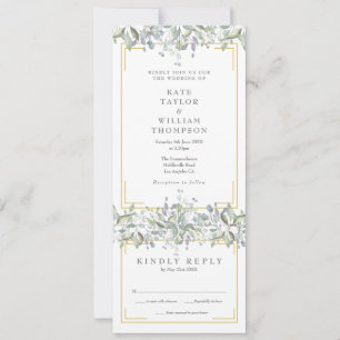 Convite Sage E Lilac Greenery Todos Em Um Casamento