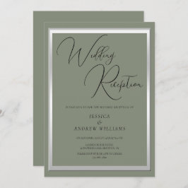 Convite Sage e Recepção de casamento prateada sofisticadas