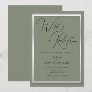 Convite Sage e Recepção de casamento prateada sofisticadas