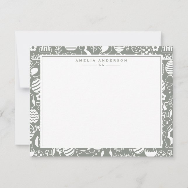 Convite Sage Easter Egg Frame Note Card (Frente)