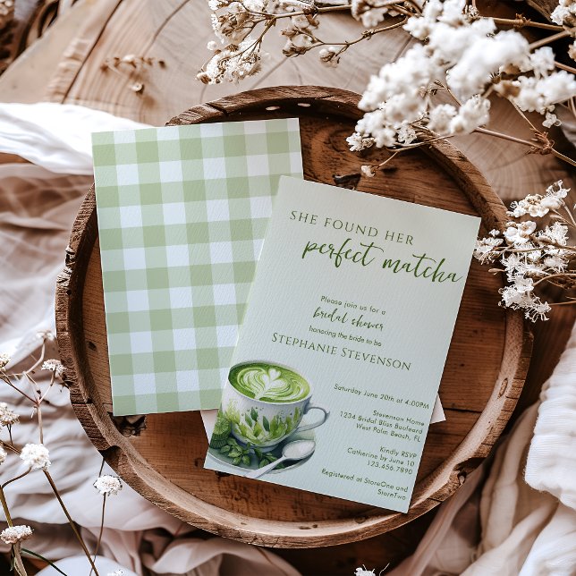 Convite Sage Ela Encontrou Seu Chá de Noiva Matcha Perfeit (Criador carregado)
