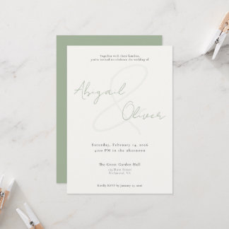 Convite Sage Elegant & Minimal | Modern & Simple Wedding