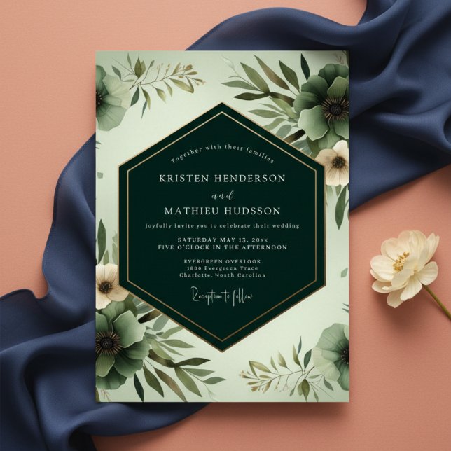 Convite Sage Ethereal Bloom Casamento (Criador carregado)