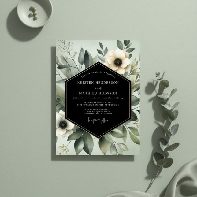 Convite Sage Ethereal Flora Wedding (Criador carregado)