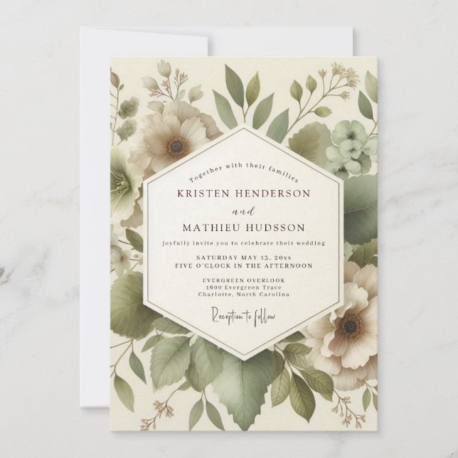 Convite Sage Ethereal Foliage Wedding (Frente)