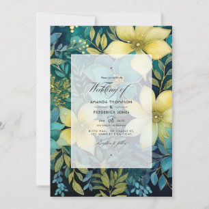 Convite Sage, Evergreen e Floral Dourado Casamento de Prim