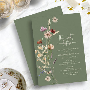 Convite Sage Floral Jantar da Noite Anterior ao Ensaio