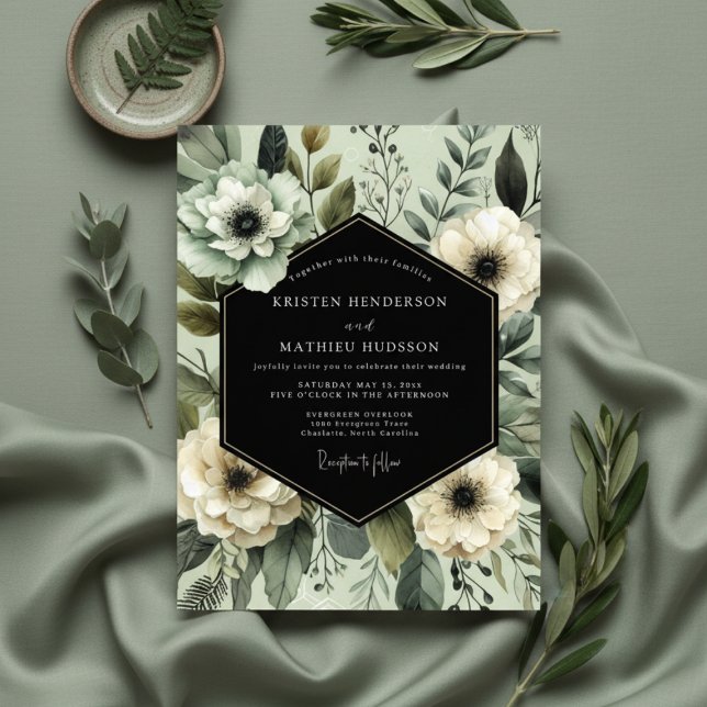 Convite Sage Floral Opulent Wedding (Criador carregado)