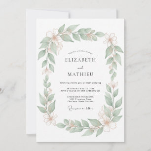 Convite Sage Fresco Floral Casamento