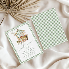 Convite Sage Gingham, Chá de fraldas de mercado local