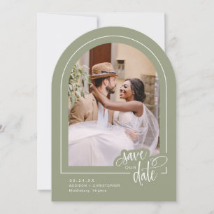 Convite Sage Green 2 Photo Script Wedding (Sair com Script