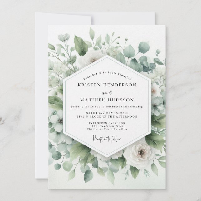 Convite Sage Green Airy Botanical Wedding (Frente)