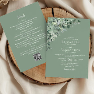 Convite Sage Green All in One Eucalyptus Code Casamento