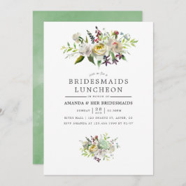 Convite Sage Green and White Floral Bridesmaids Luncheids