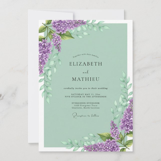 Convite Sage Green Angelic Spring Wedding (Frente)